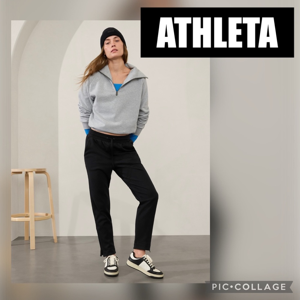 NWT ATHLETA Black Cozy Karma High Rise Zip Pant Size Small